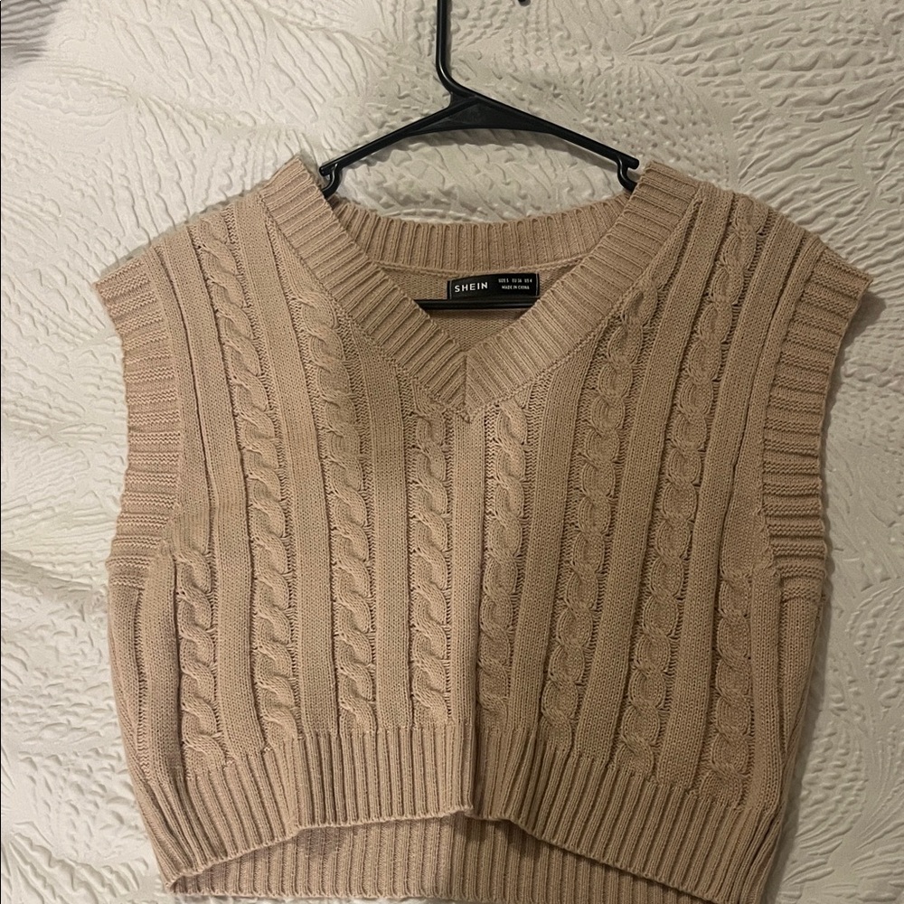 SHEIN Tan Cable Knit Vest